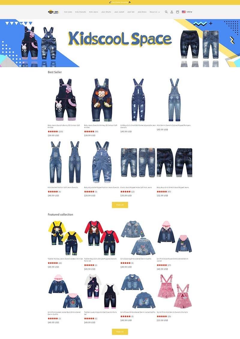 Kidscool Space 美国儿童牛仔裤品牌购物网站