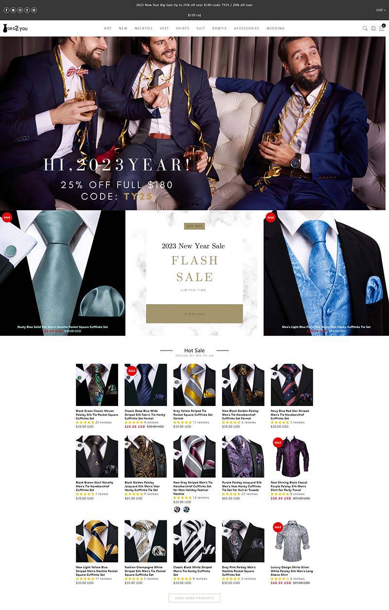 Ties2you 美国时尚男装品牌购物网站