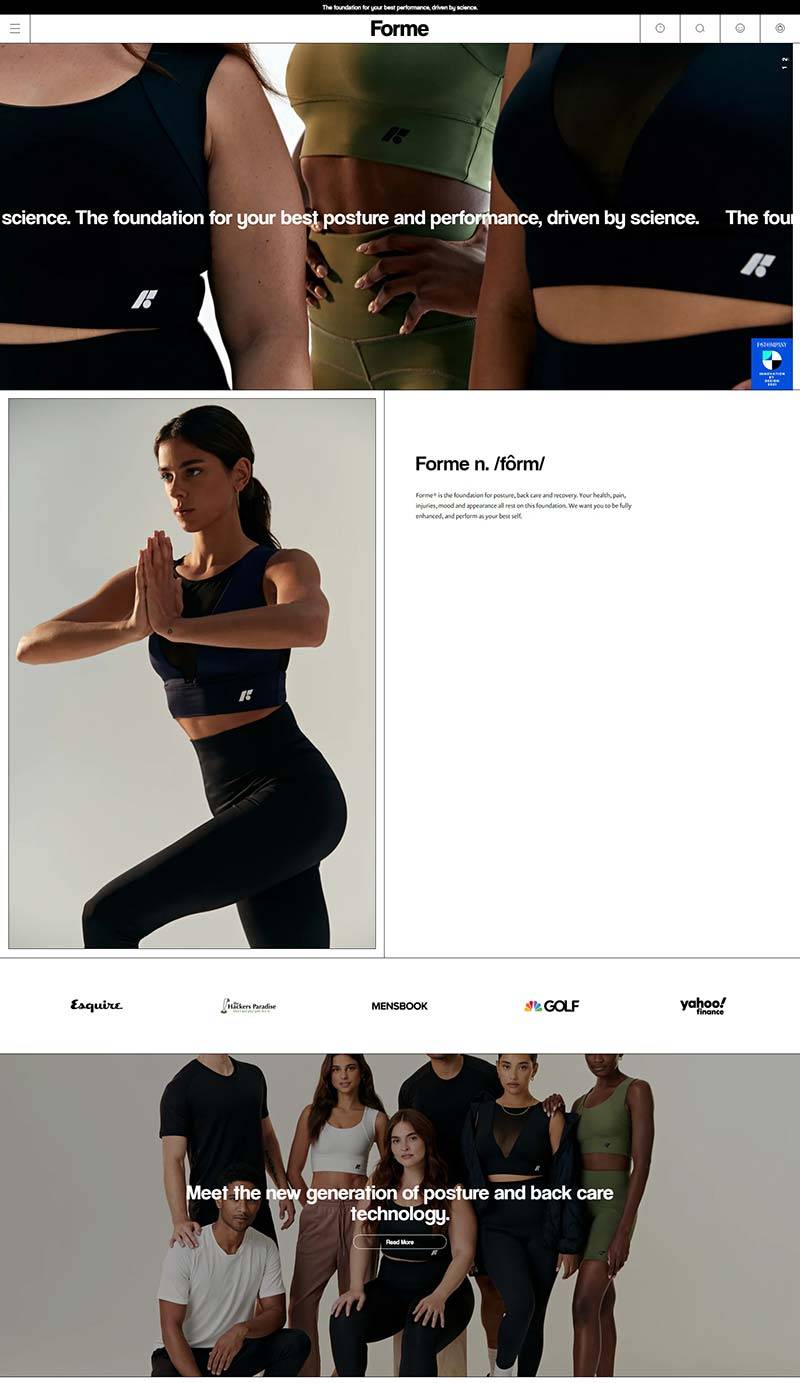 Forme 美国功能性服装品牌购物网站