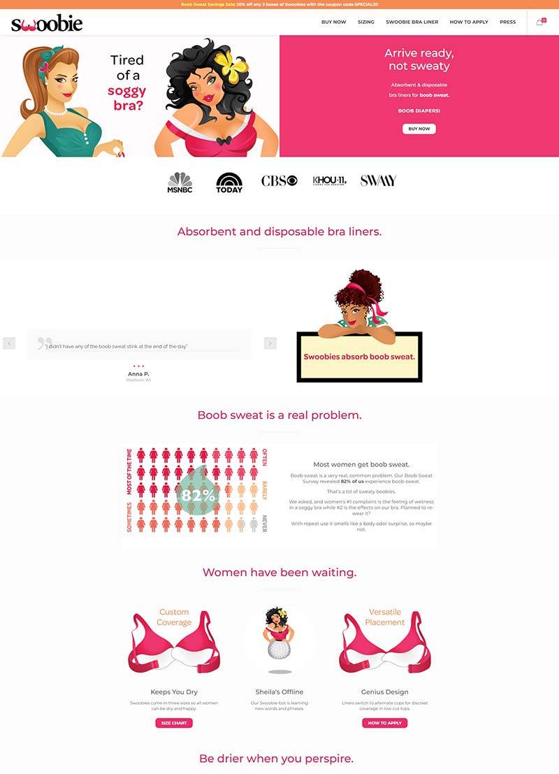 Swoobie 美国女性文胸内衬购物网站