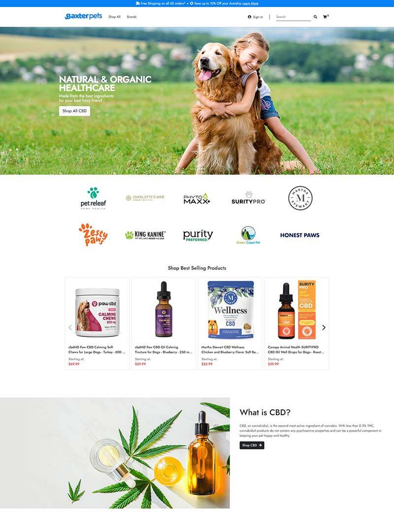 BaxterPets 美国在线宠物保健品购物网站