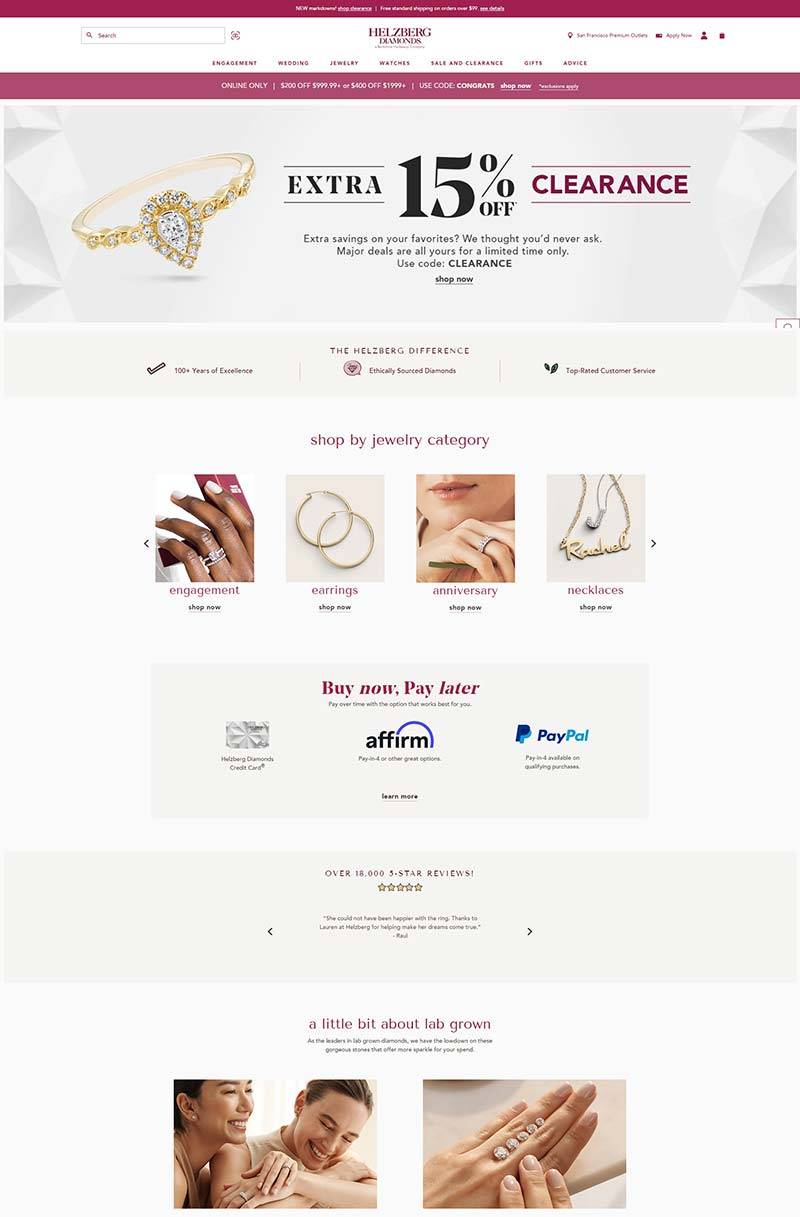 Helzberg Diamonds 美国钻石珠宝品牌购物网站