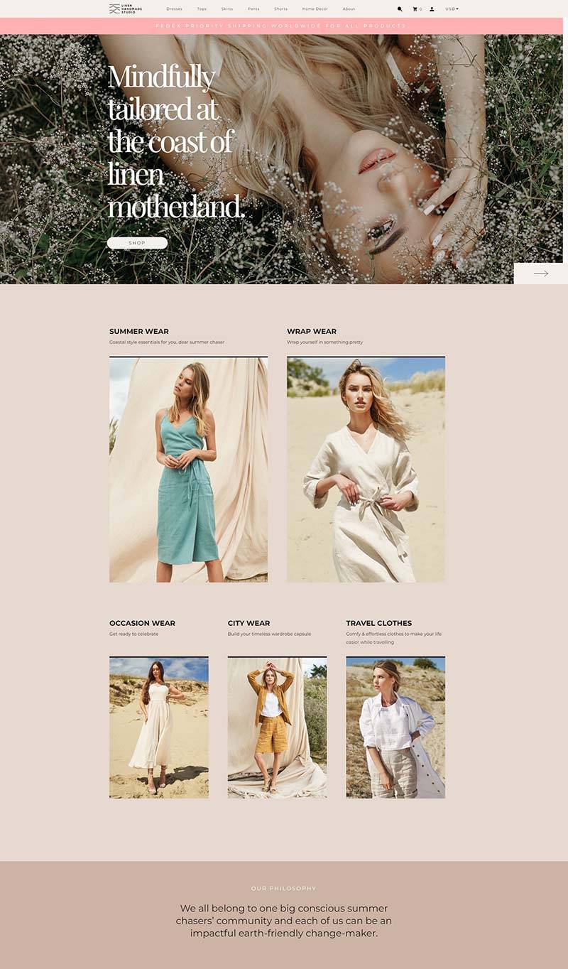 Linen Handmade studio 立陶宛时尚亚麻女装购物网站