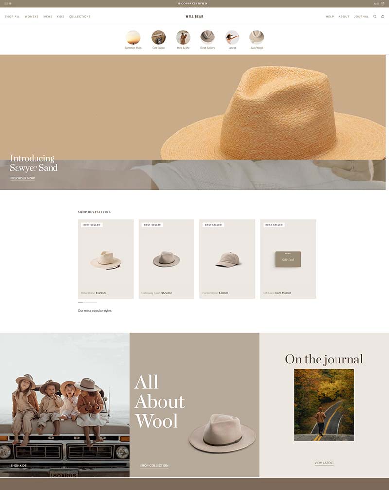 Will + Bear 澳大利亚羊毛帽品牌购物网站