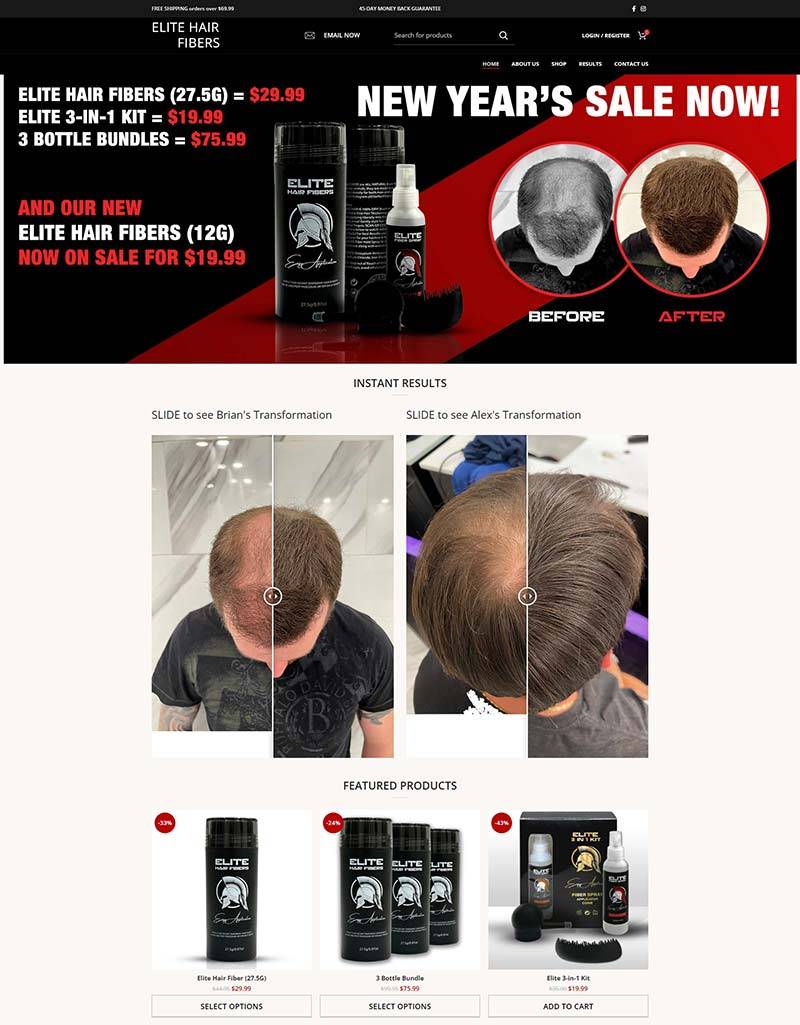 Elite Hair Fibers 美国脱发美容产品购物网站