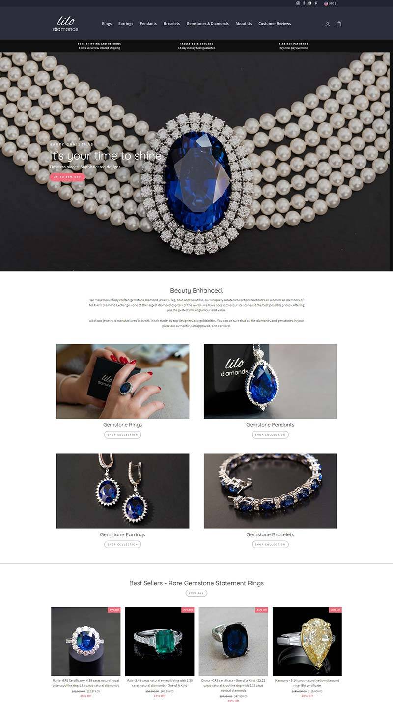 Lilo Diamonds 美国宝石配饰品牌购物网站