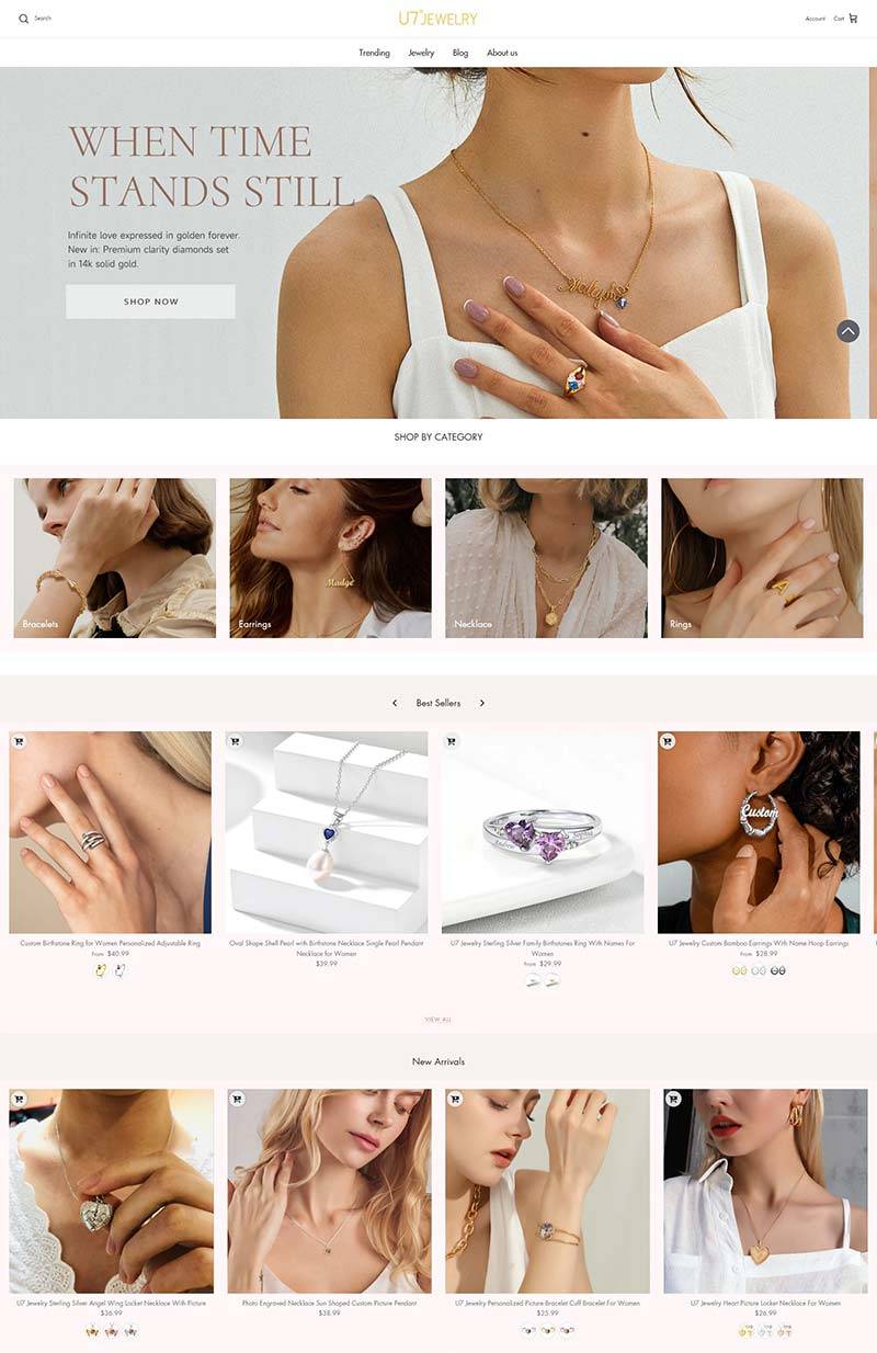 U7 Jewelry 美国时尚珠宝定制品牌网站