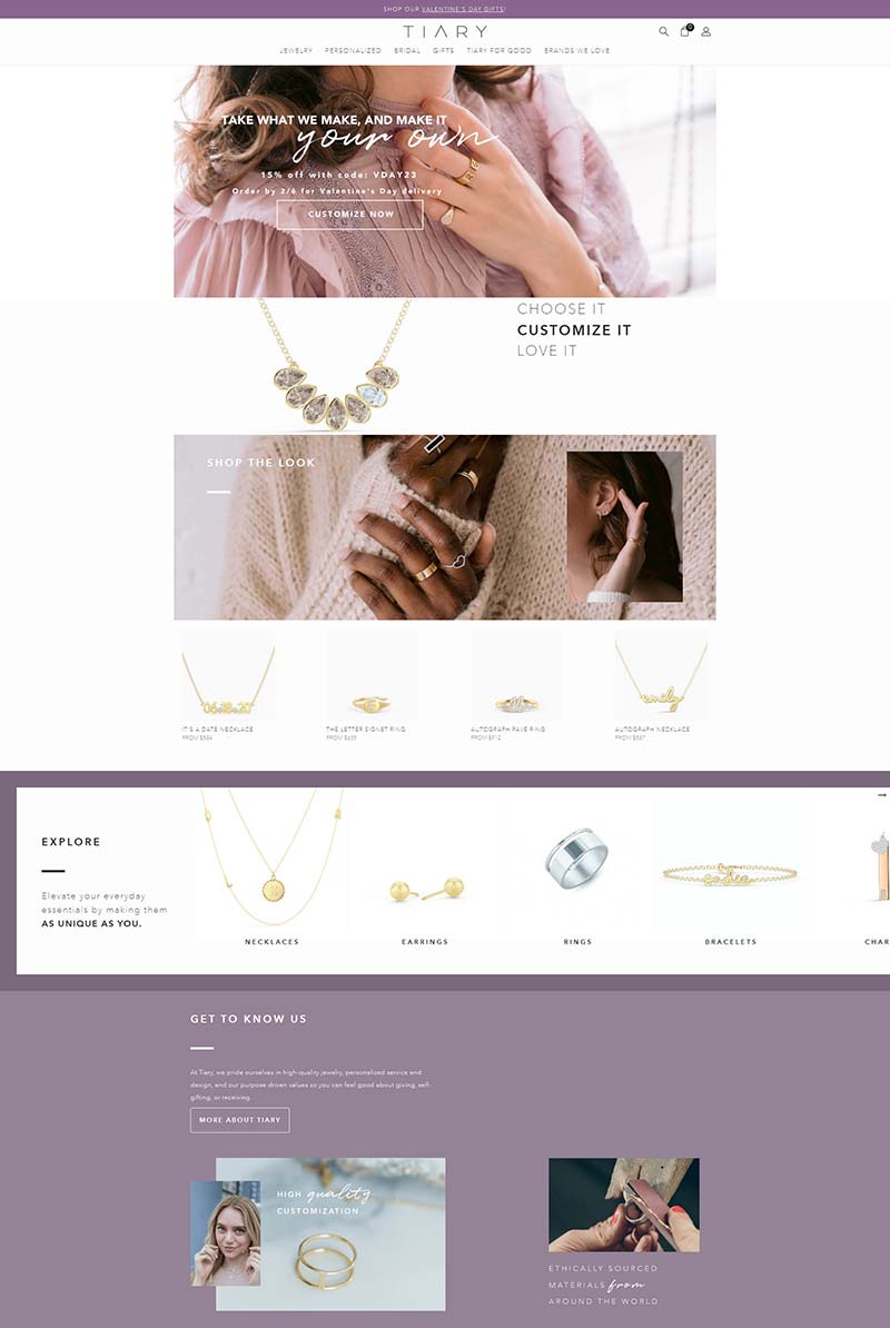 Tiary 美国高端珠宝品牌购物网站