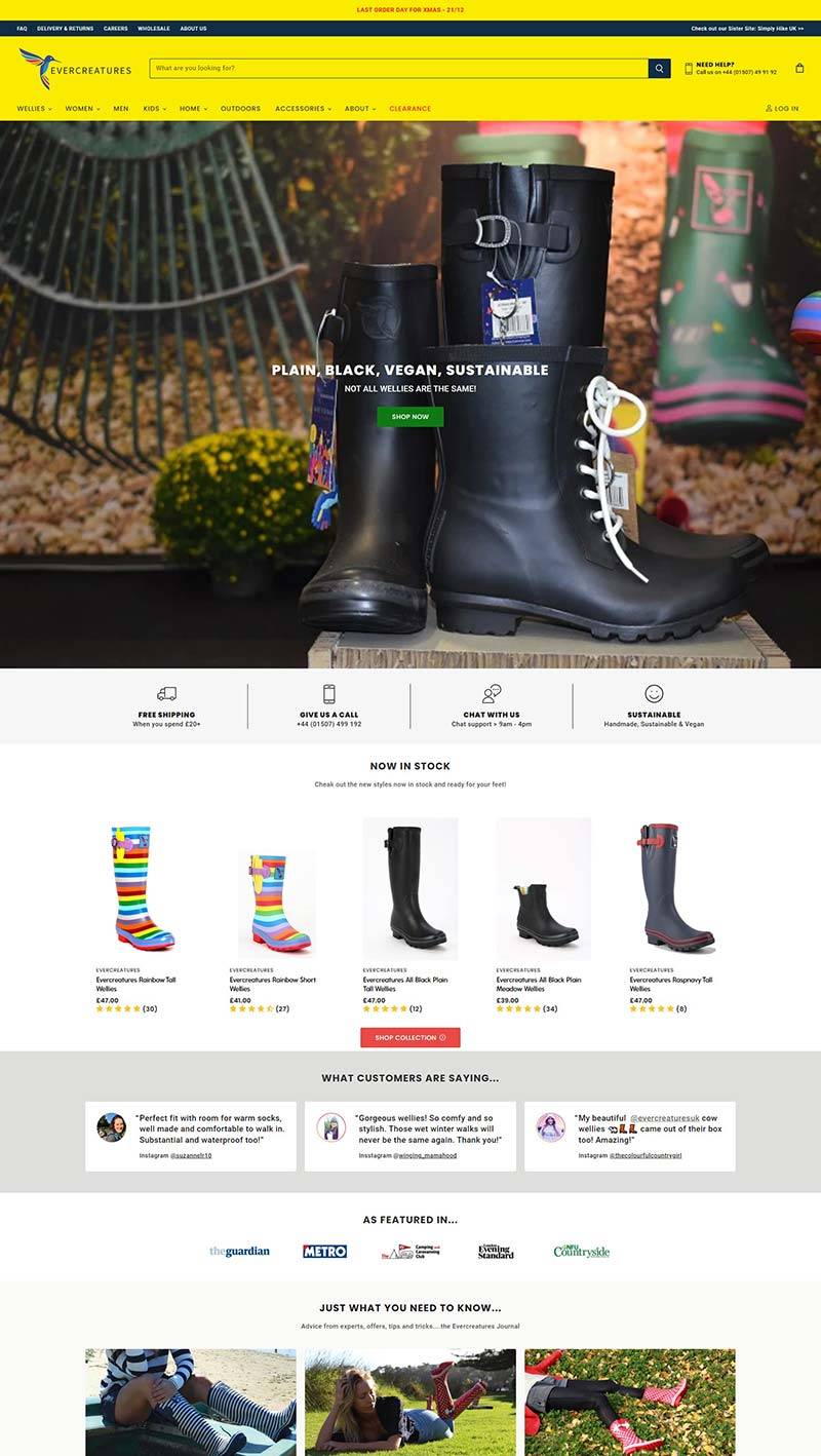Evercreatures 英国时尚惠灵顿靴子购物网站