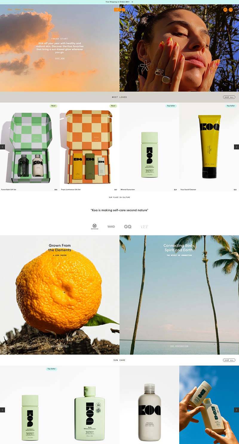 KOA 美国夏威夷沙滩护肤品牌购物网站