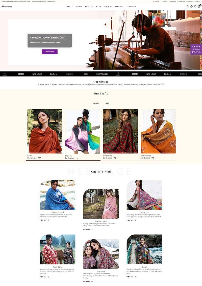 Pashmina 印度奢侈羊绒服饰购物网站