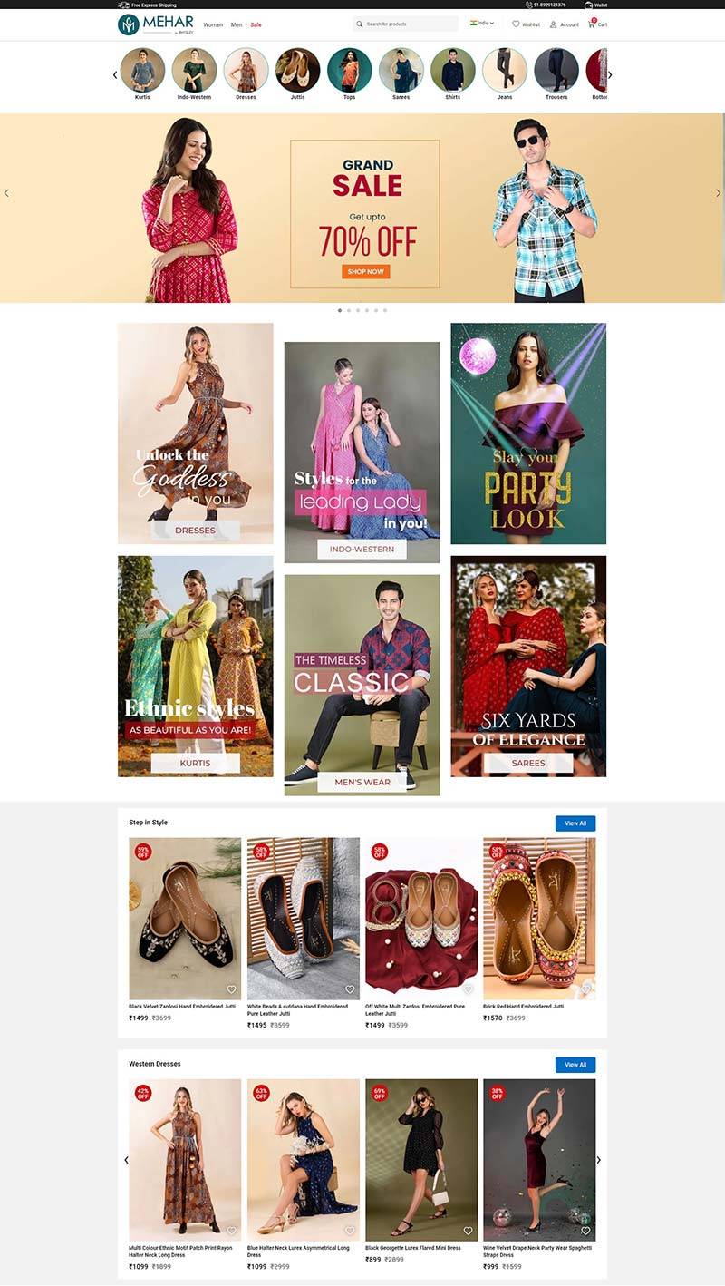 Mehar Fashion 印度时尚男女服饰购物网站