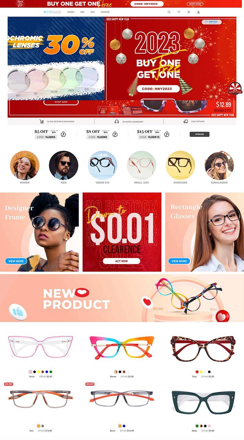 VLOOK OPTICAL 美国平价眼镜在线购物网站