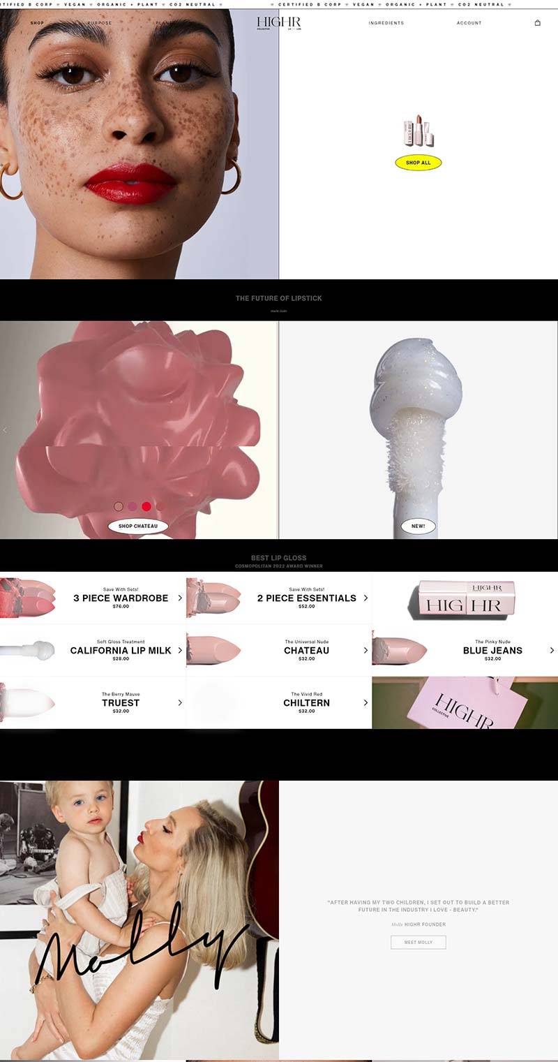 HIGHR Collective US 美国奢华唇膏品牌购物网站