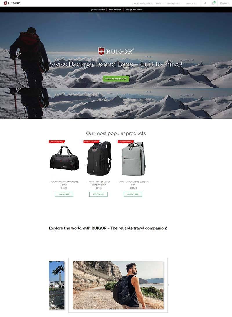 Ruigor 瑞士户外背包品牌购物网站