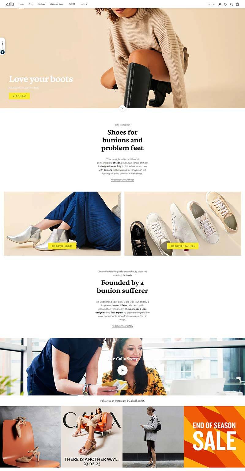 Calla Shoes 英国手工舒适女鞋购物网站