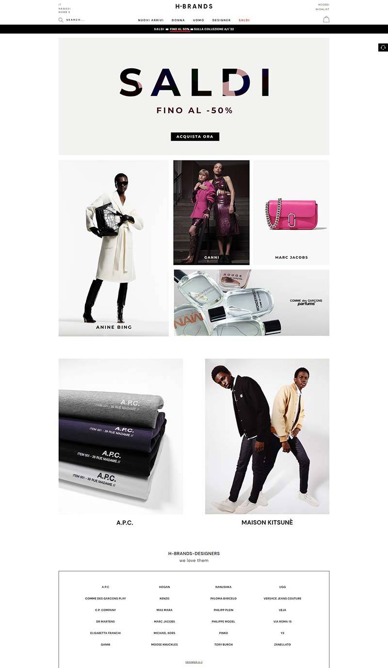 H-Brands 意大利高端时装配饰购物网站