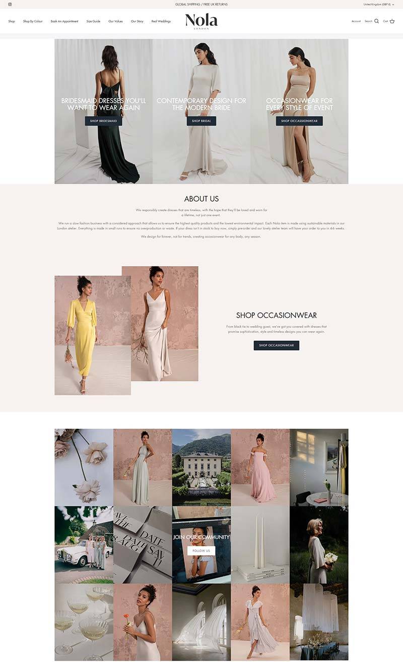 Nola London 英国女性连衣裙品牌购物网站