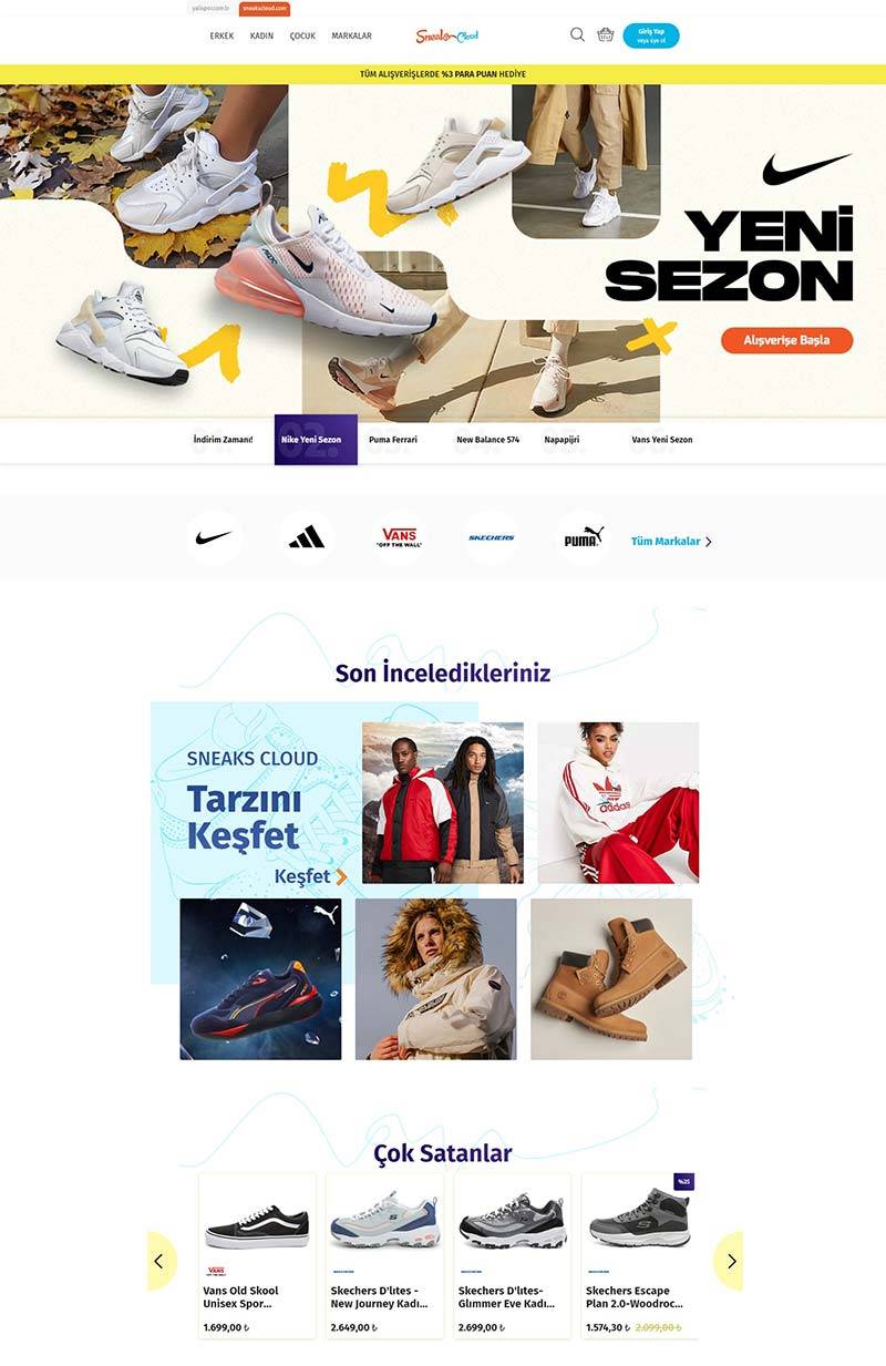 Sneaks Cloud 土耳其时尚运动鞋在线购物网站