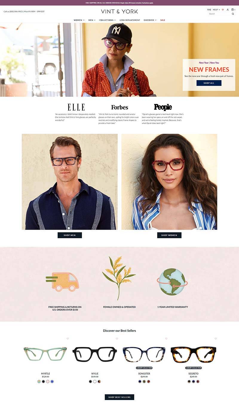 Vint & York 美国时尚复古眼镜品牌购物网站