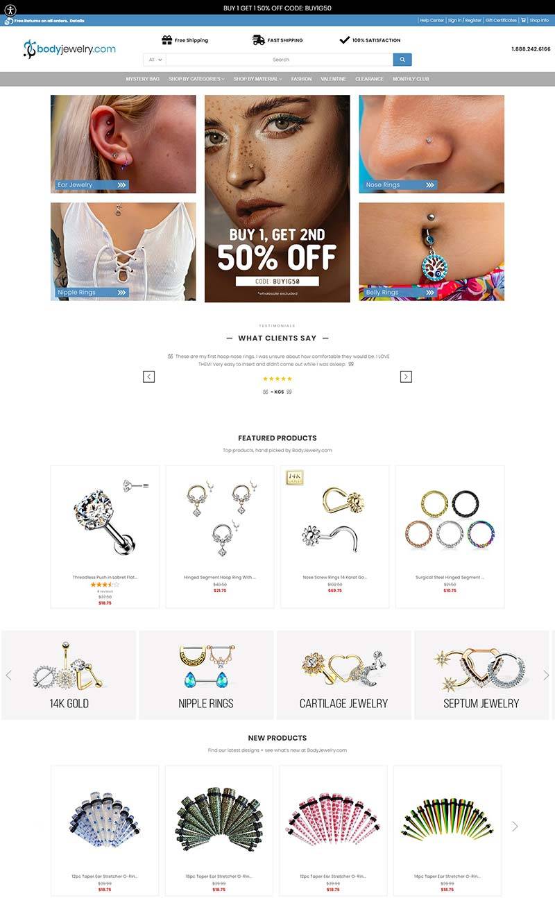 BodyJewelry 美国人体珠宝品牌购物网站