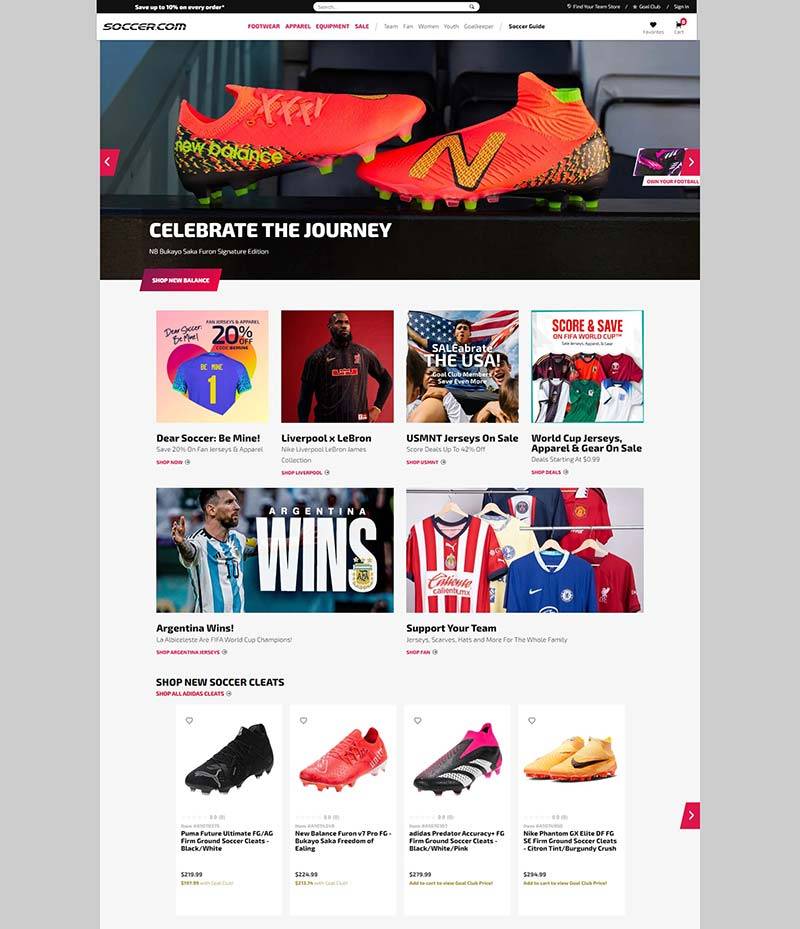 Soccer.com 美国足球运动鞋购物网站