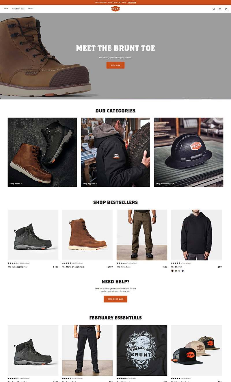 BRUNT Workwear 美国工作鞋服品牌购物网站