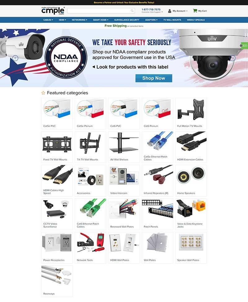 Cmple.com 美国家庭电缆配件购物网站