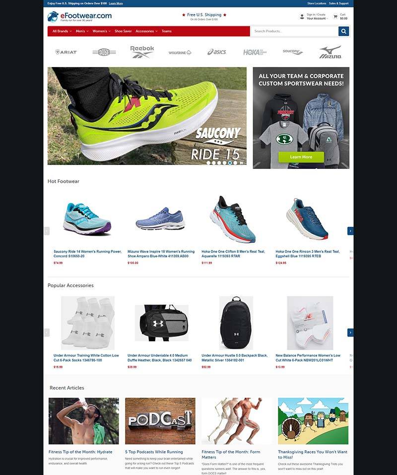 eFootwear 美国时尚运动鞋专营网站