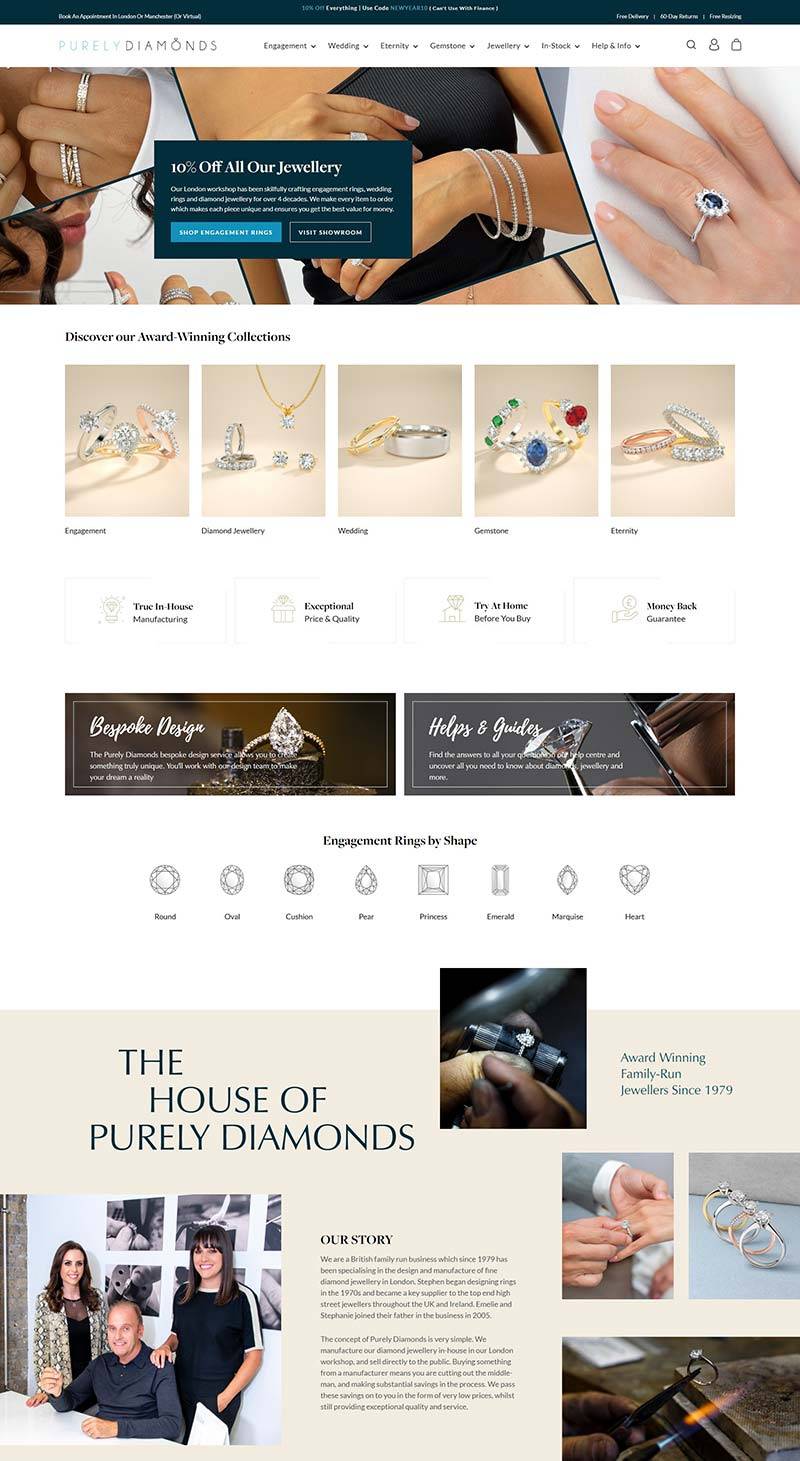 Purely Diamonds 英国钻石首饰品牌购物网站
