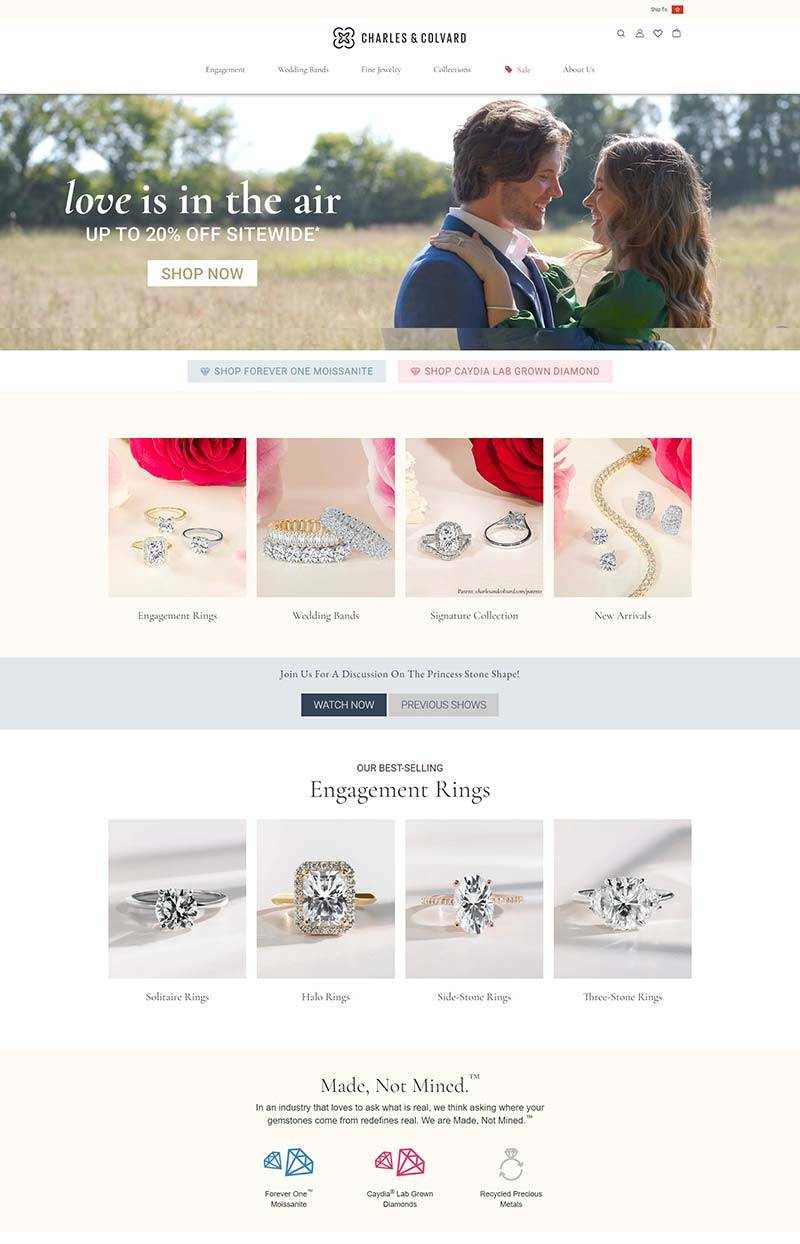 Charles & Colvard 美国高级珠宝品牌购物网站