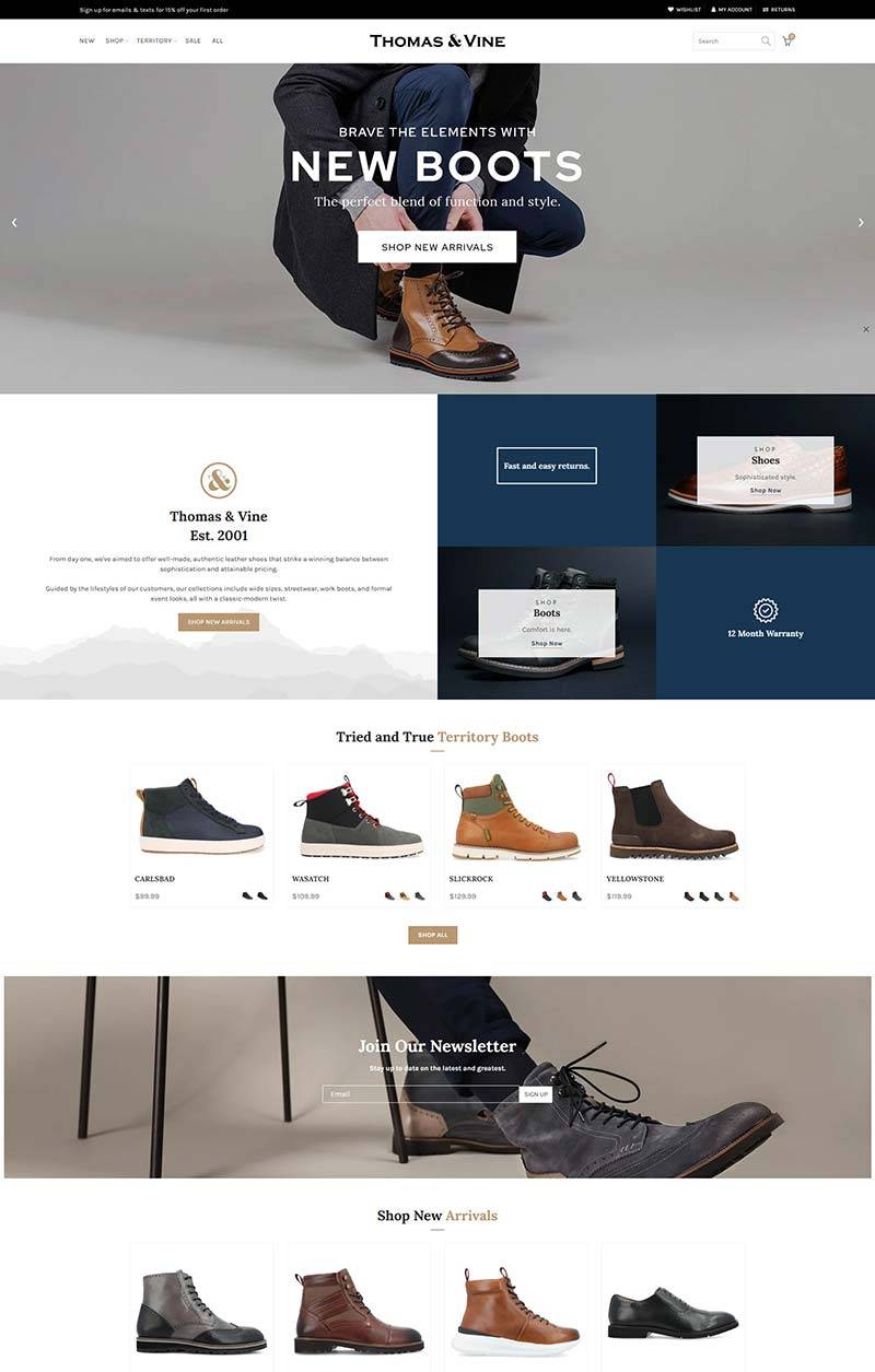 Thomas & Vine 美国现代时尚鞋履品牌购物网站