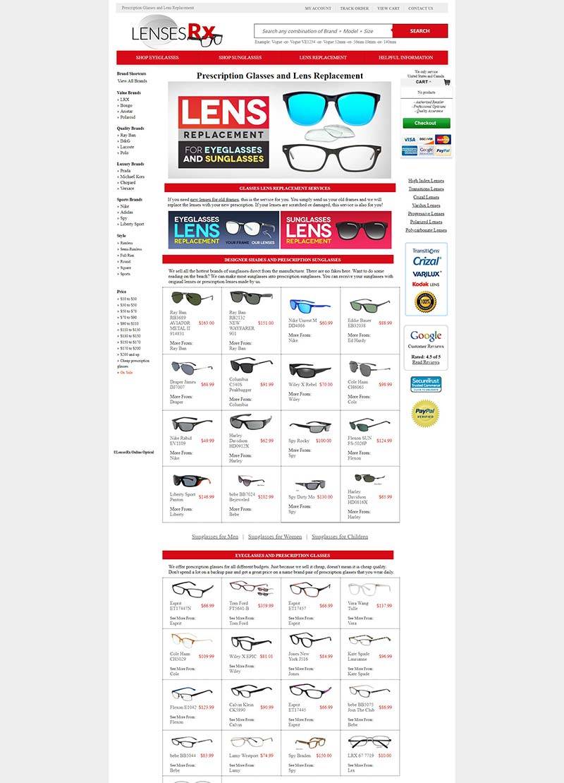 LensesRx Online Optical 美国处方眼镜太阳镜购物网站