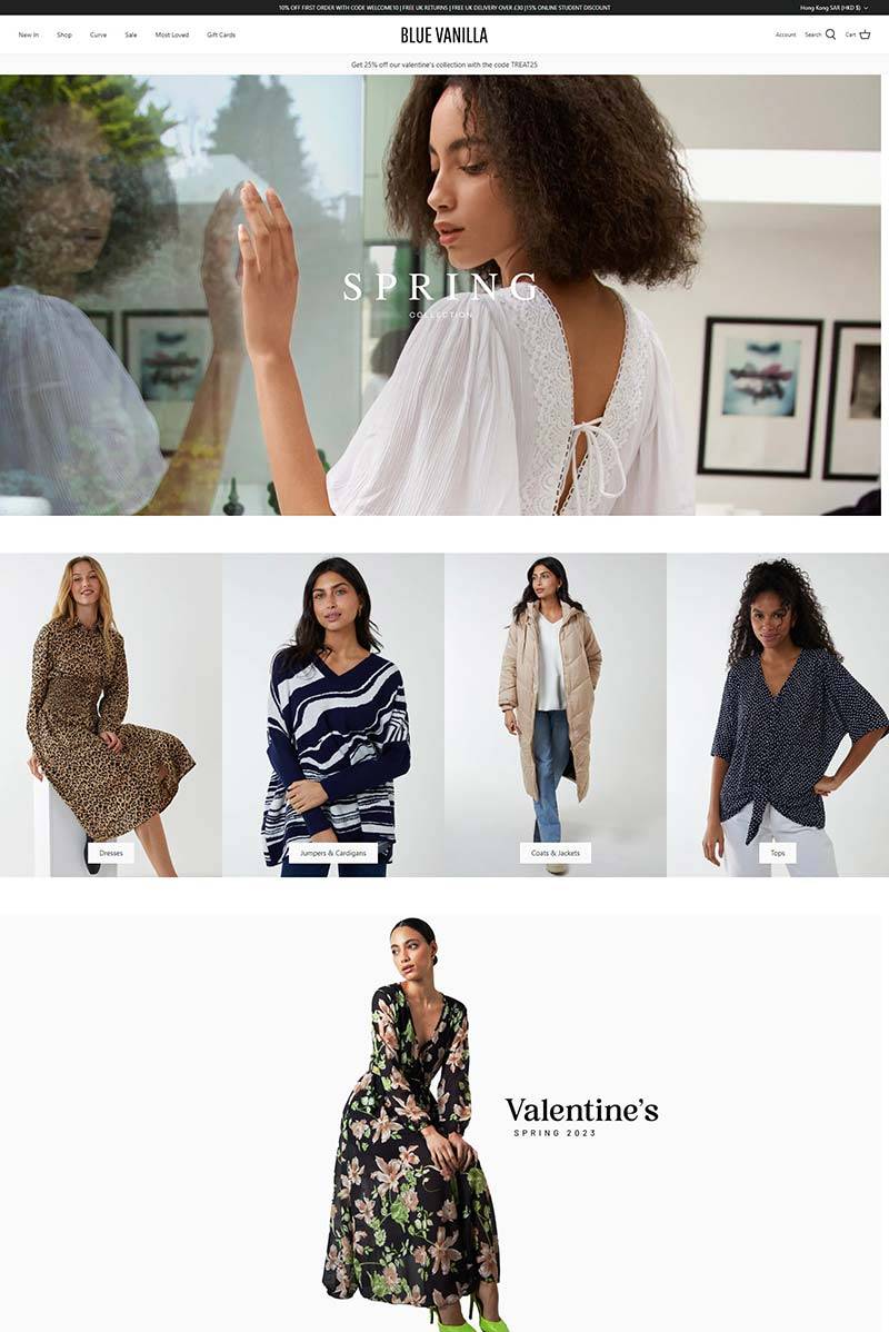 Blue Vanilla 英国女装时尚品牌购物网站