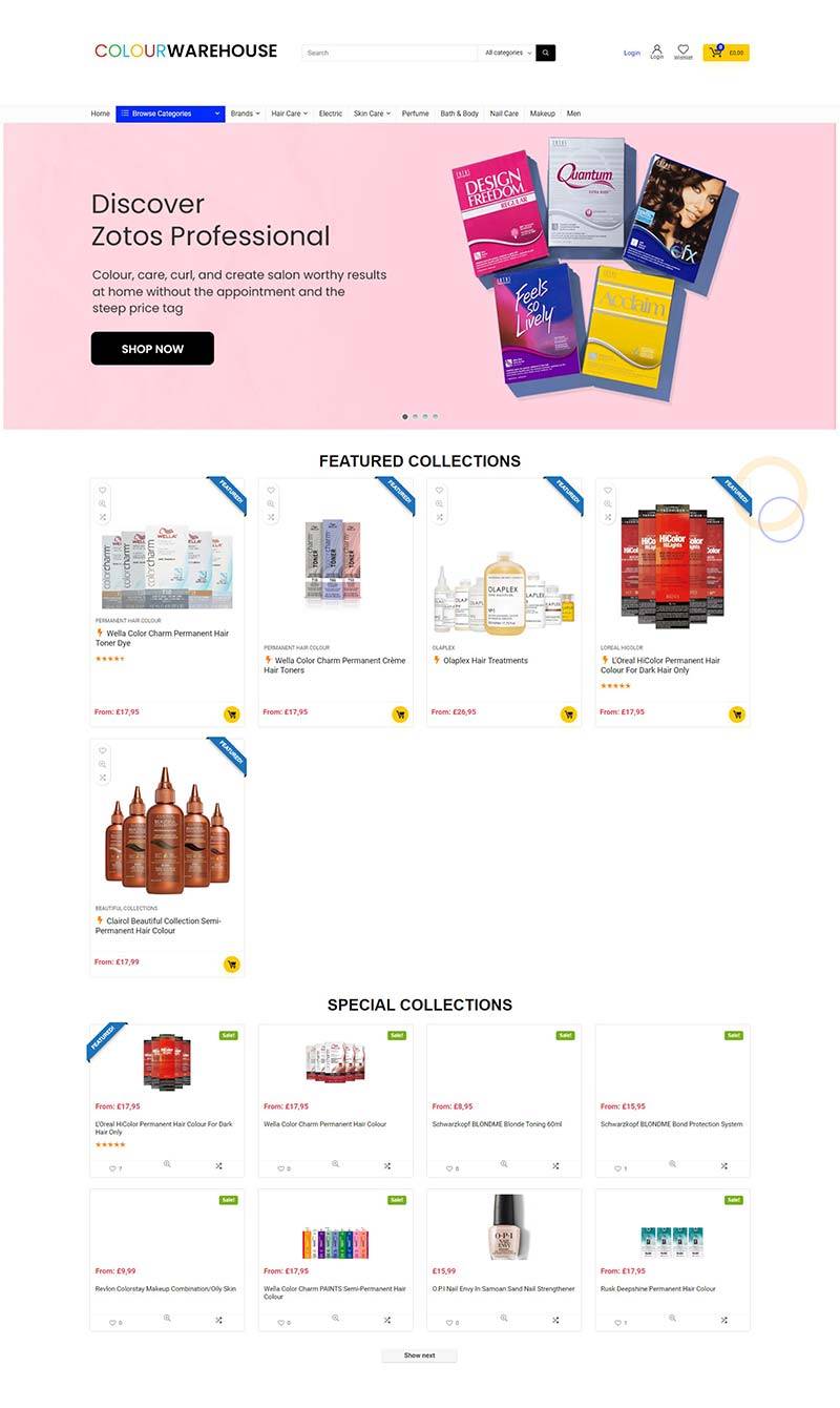 Colourwarehouse 英国家庭护发产品购物网站