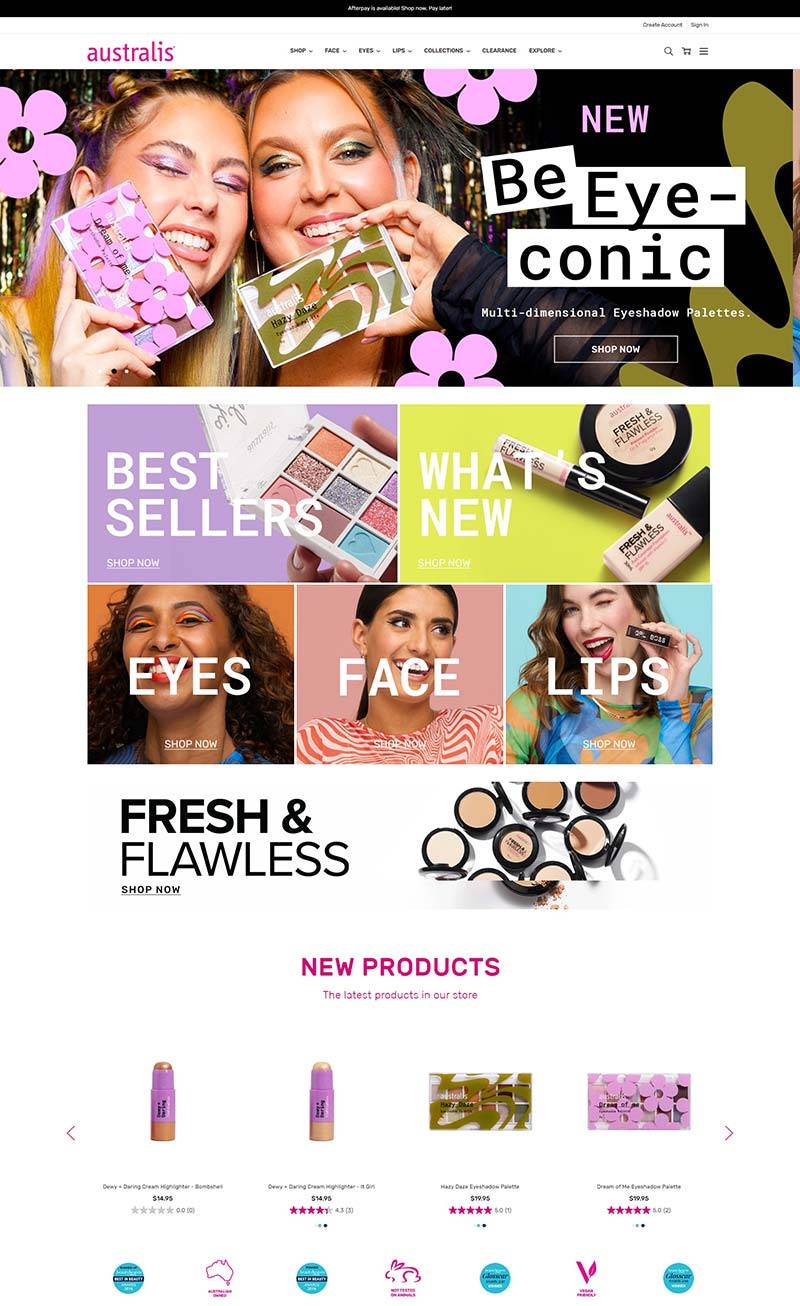 Australis Cosmetics 澳大利亚美容护肤品牌购物网站