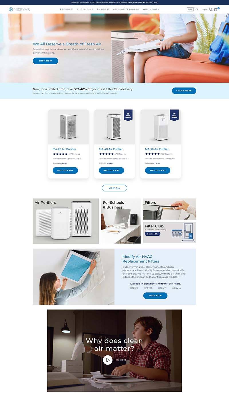 Medify Air 美国空气净化器品牌购物网站