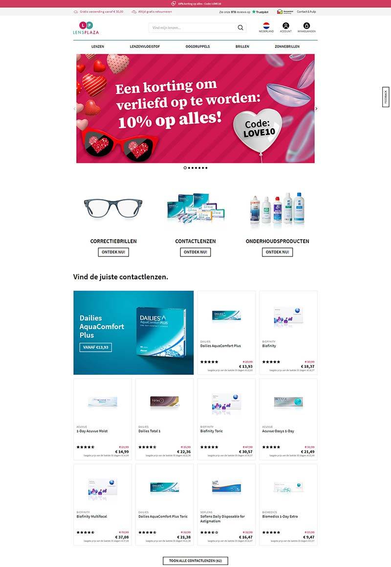 Lensplaza 荷兰隐形眼镜品牌购物网站