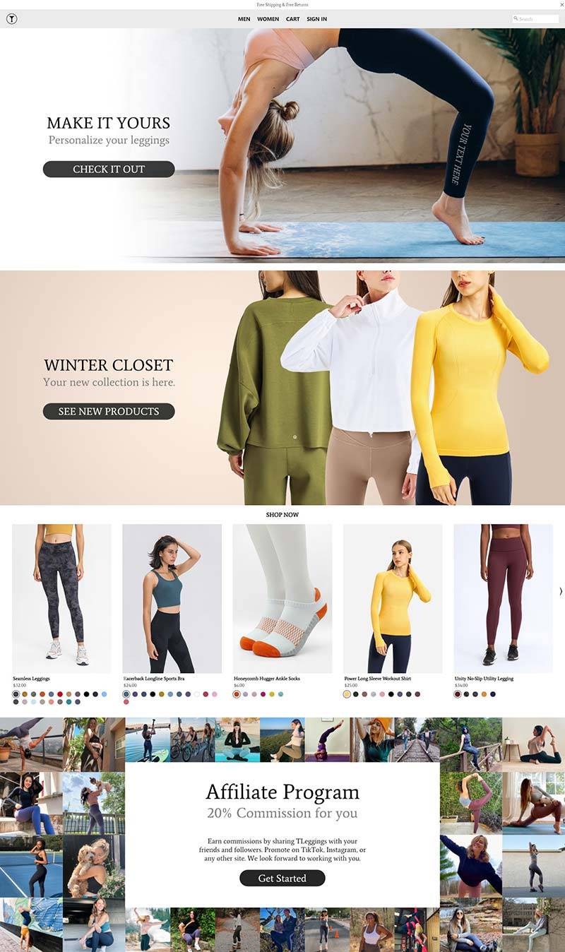 TLeggings 美国平价女性紧身裤购物网站