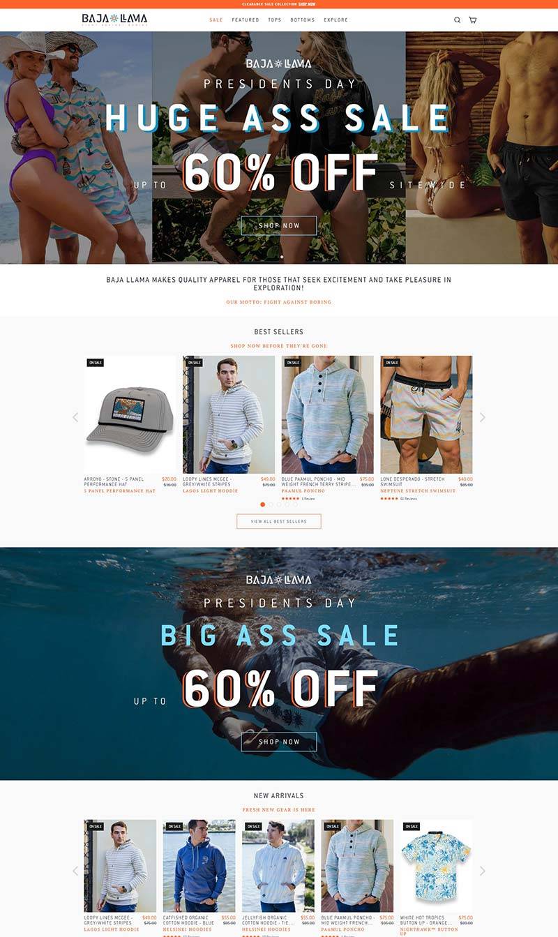 Baja Llama 美国沙滩休闲服装购物网站