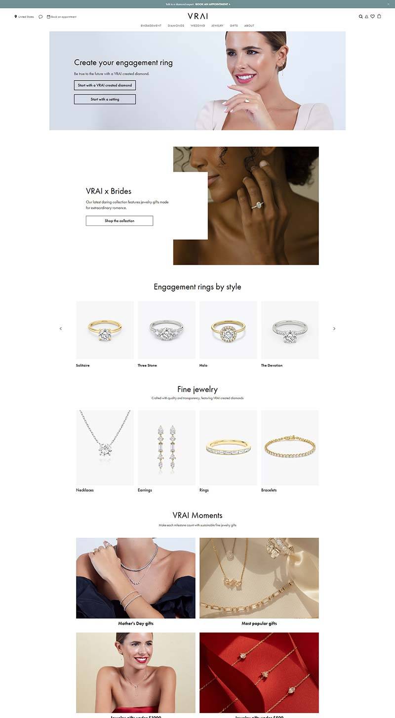 VRAI 美国钻石珠宝品牌购物网站