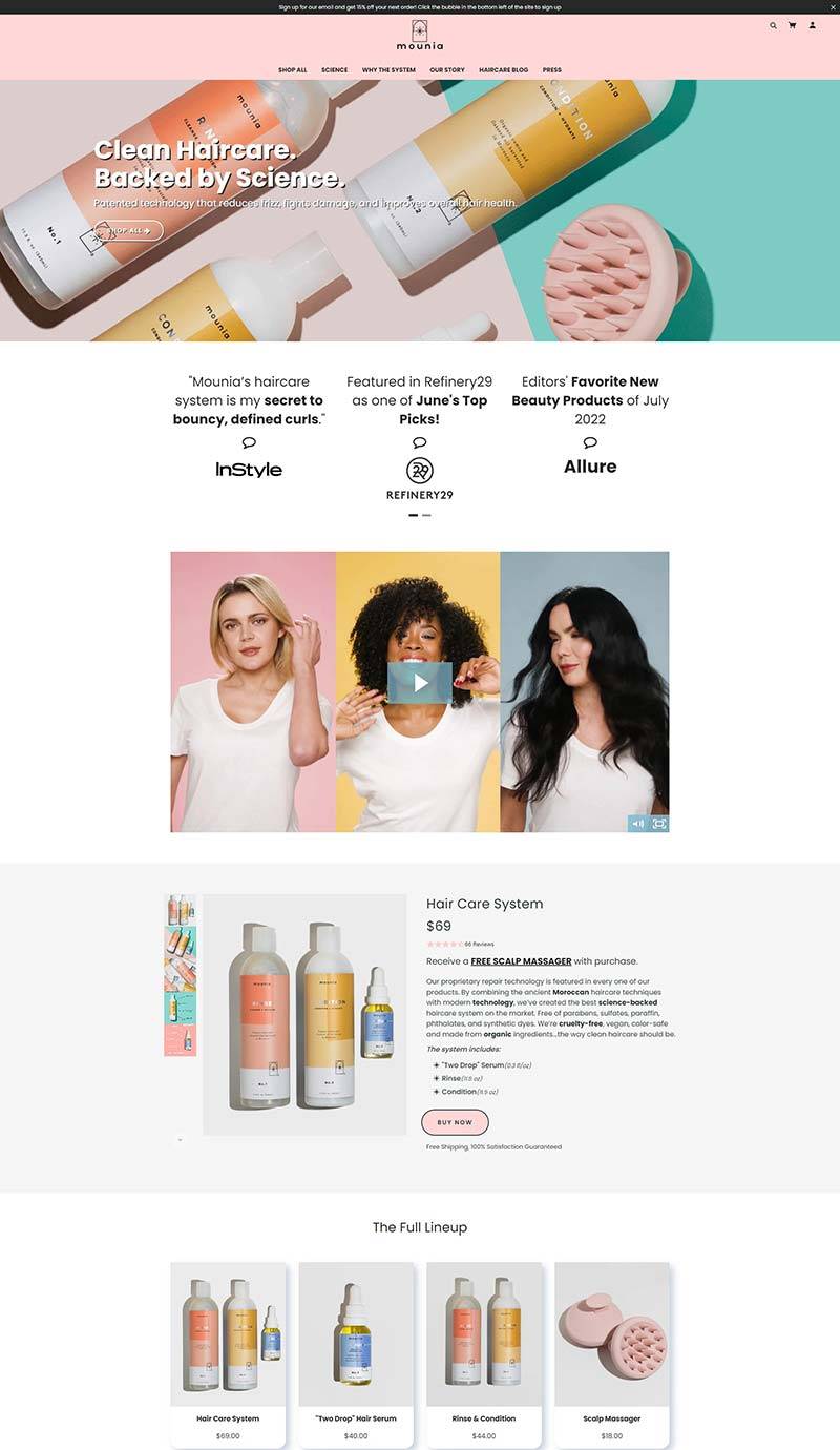 Mounia 美国专业清洁护发品牌购物网站