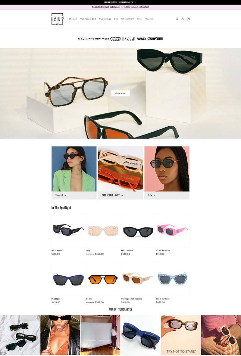 INDY 美国时尚女性眼镜品牌购物网站