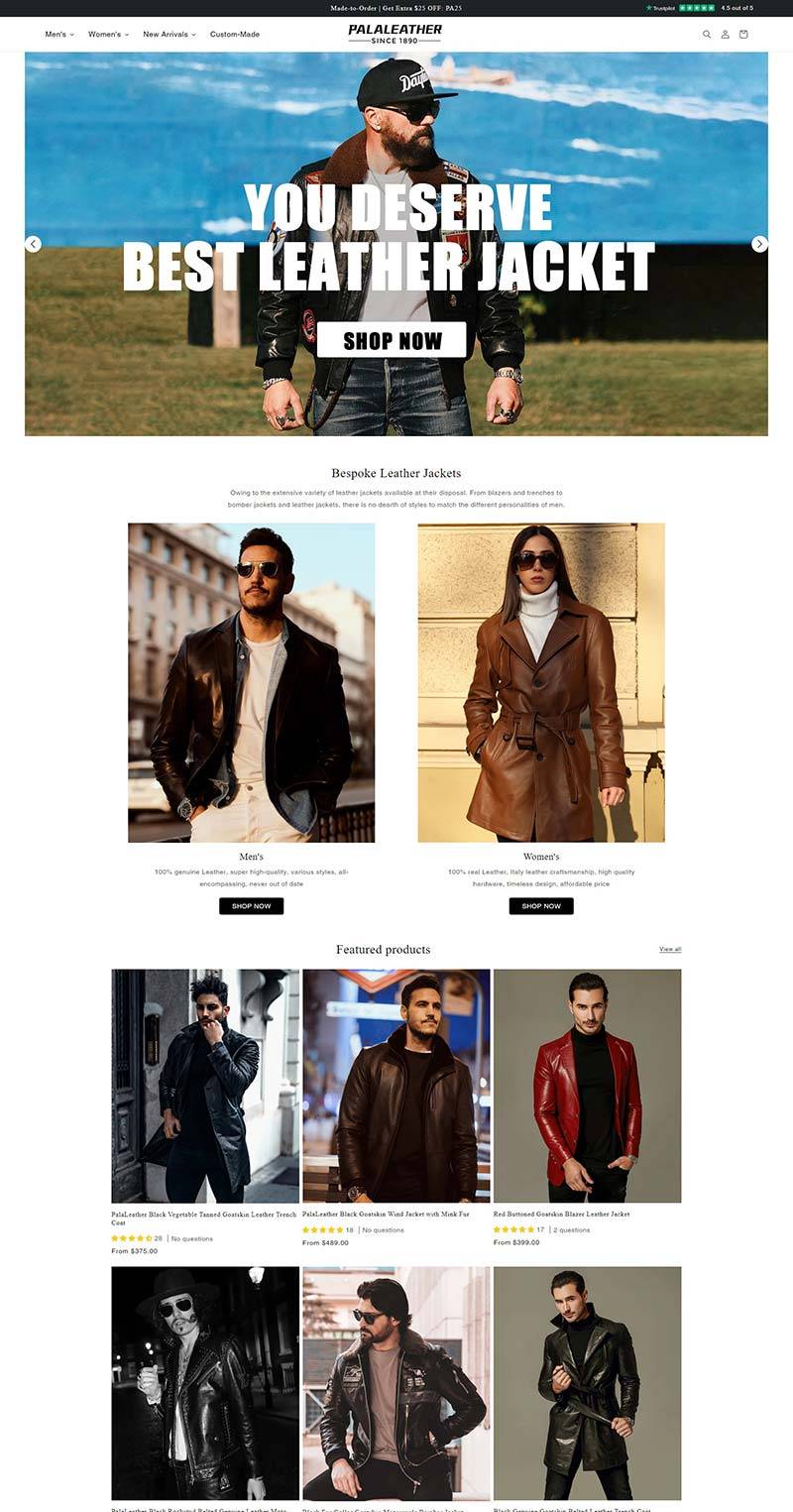 PALA LEATHER 中国时尚皮衣品牌购物网站