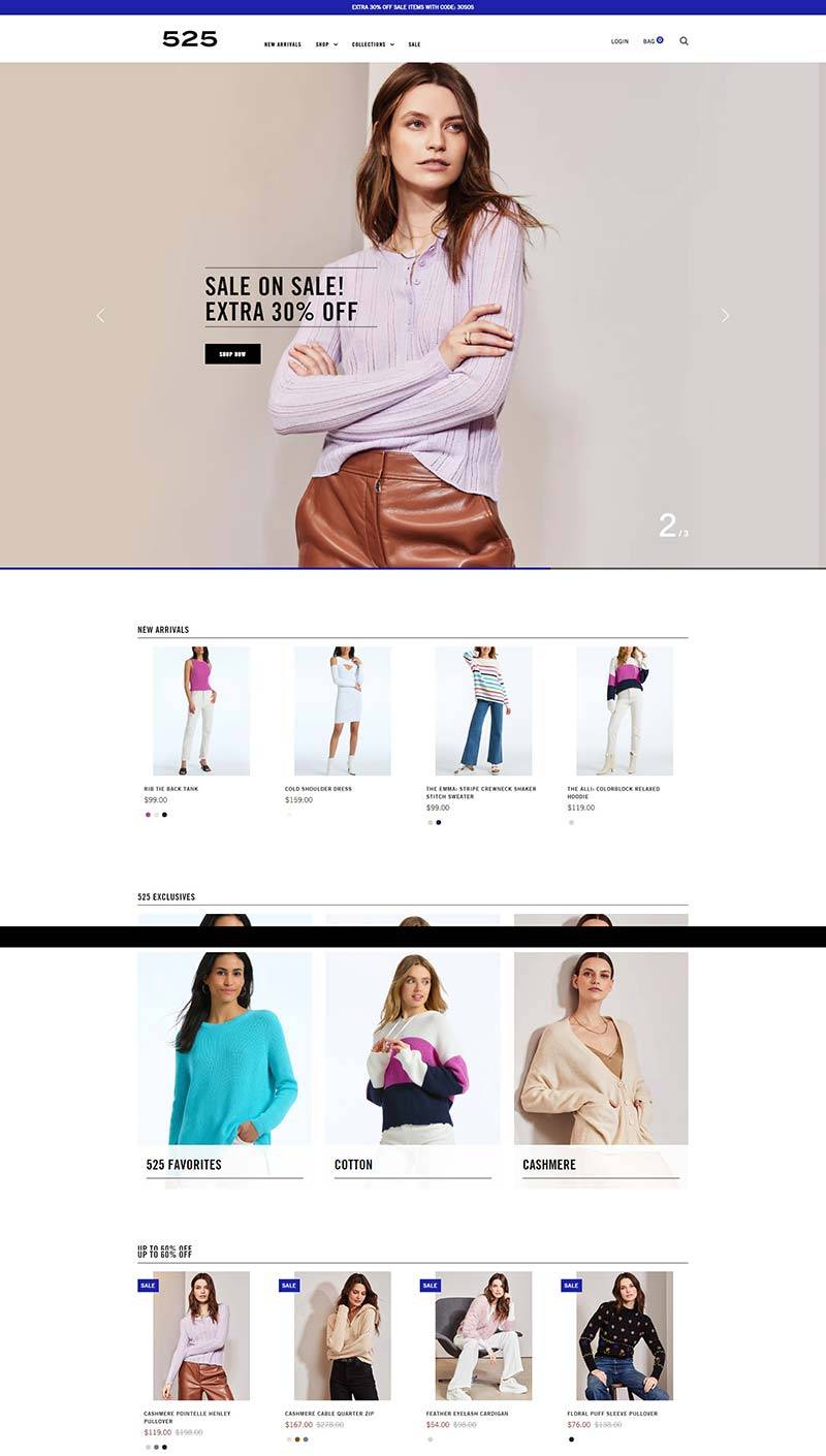 525 America 美国针织女装服饰购物网站