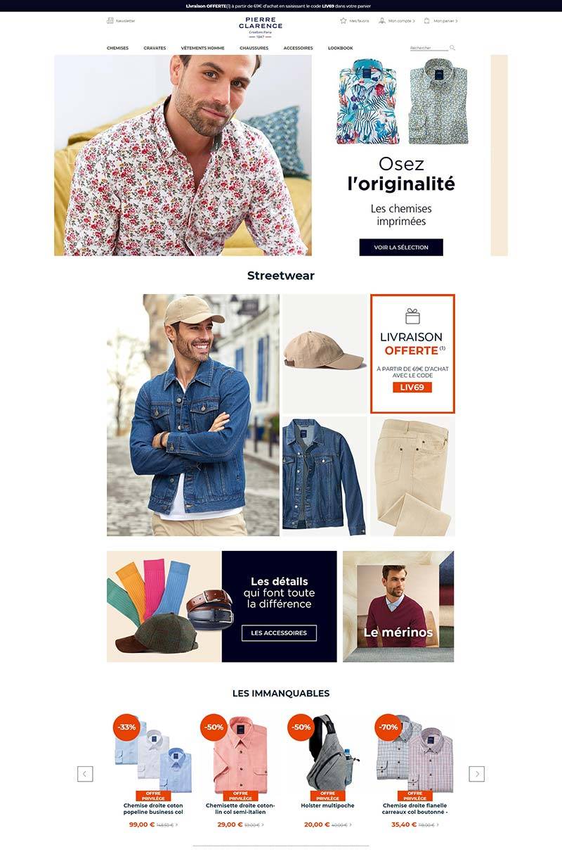 Pierre Clarence 法国男士衬衫品牌购物网站