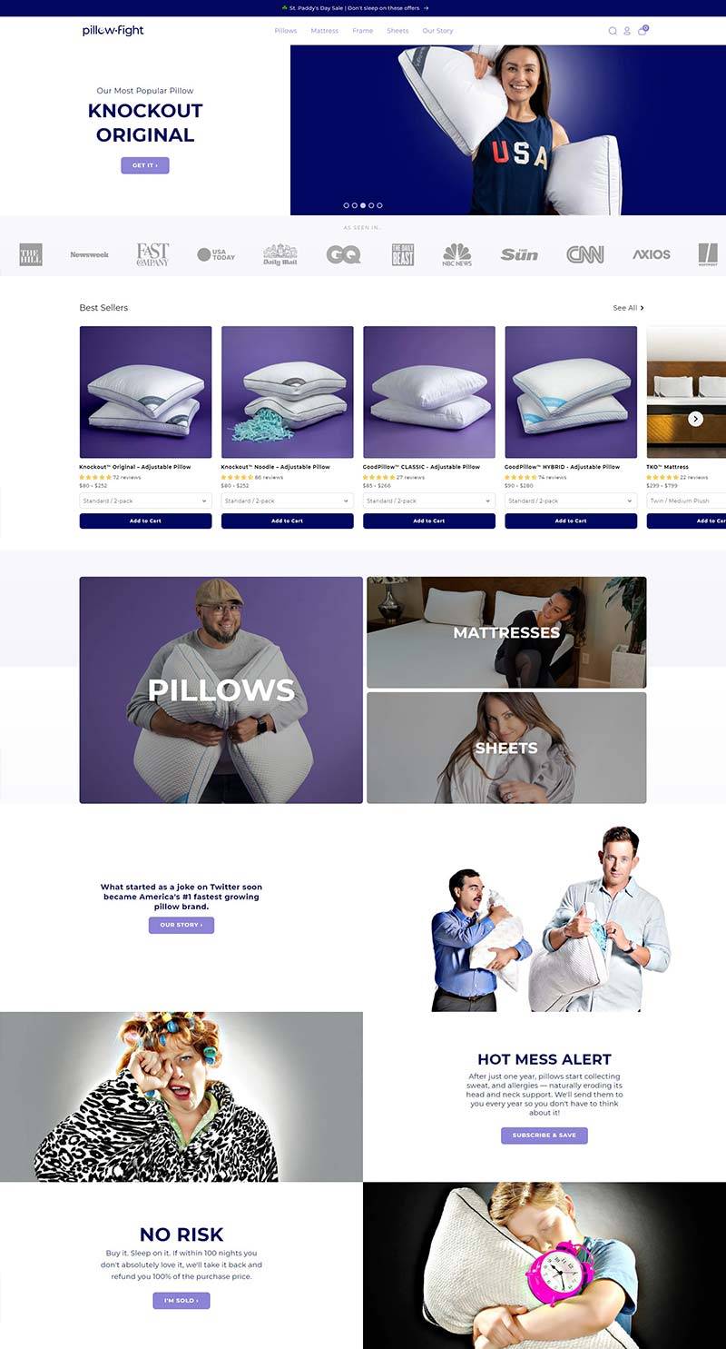 Pillow-fight 美国睡眠床上用品购物网站