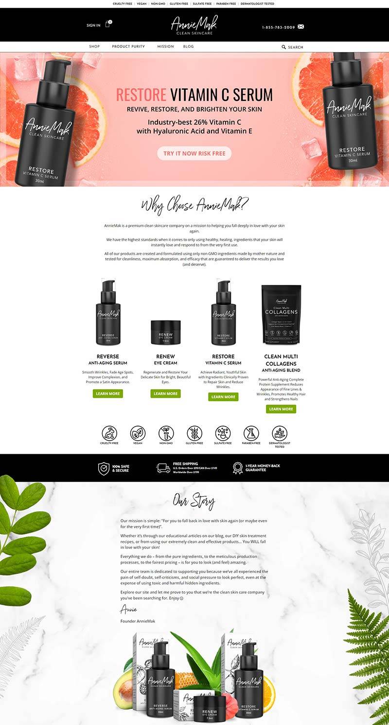 Anniemak 美国天然清洁护肤品购物网站