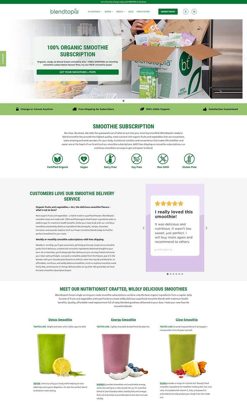 BLENDTOPIA 美国全素健康食品购物网站