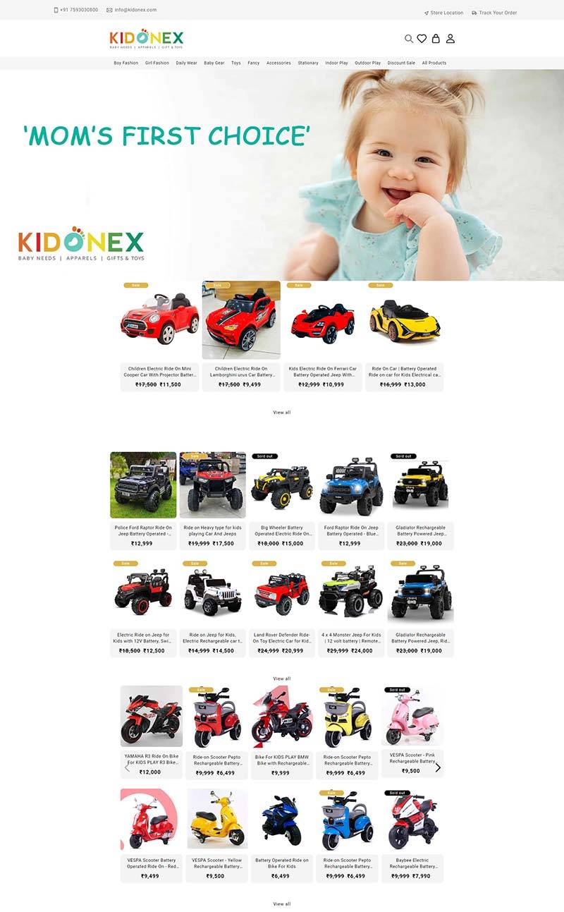 Kidonex 印度儿童玩具百货品牌购物网站
